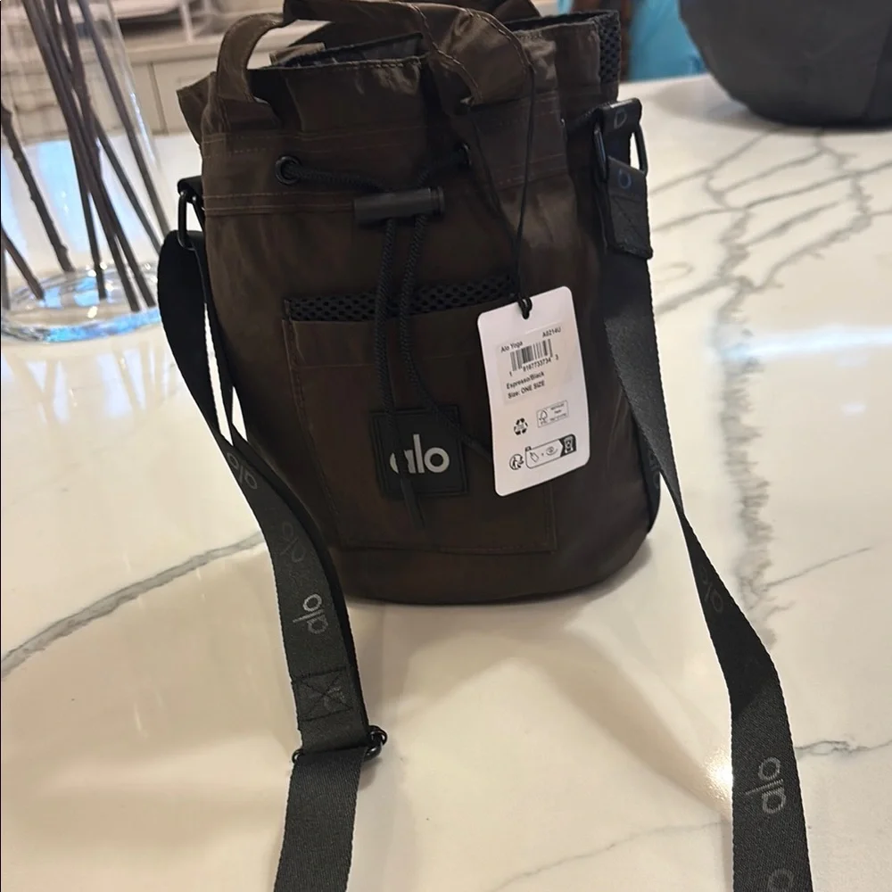 ALO Yoga Brown women's bucket Bag with long strap